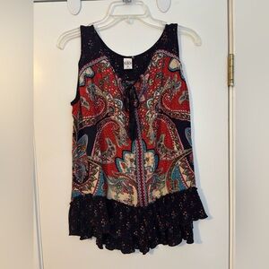 Bila Paisley Print Tank Top in Red, Navy & Teal